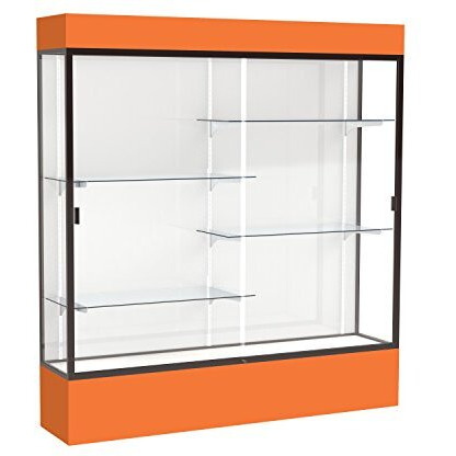 Spirit  72"&quotW X 80"&quotH X 16"&quotD  Lighted Floor Case  White Back  Dk. Bronze Finish  Orange Base And Top