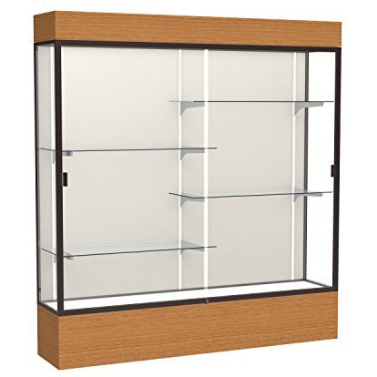 Reliant   72"&quotW X 80"&quotH X 16"&quotD  Lighted Floor Case  Plaque Back  Dk. Bronze Finish   Carmel Oak Base