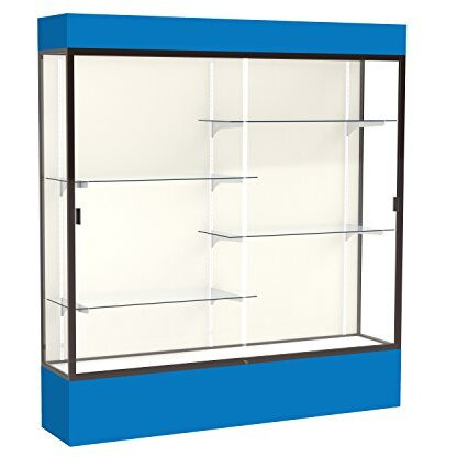 Spirit  72"&quotW X 80"&quotH X 16"&quotD  Lighted Floor Case  Plaque Back  Dk. Bronze Finish  Royal Blue Base And Top