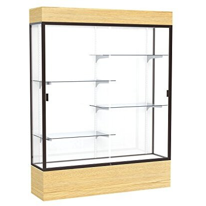 Reliant   60"&quotW X 80"&quotH X 16"&quotD  Lighted Floor Case  White Back  Dk. Bronze Finish   Lt. Oak Vinyl Base