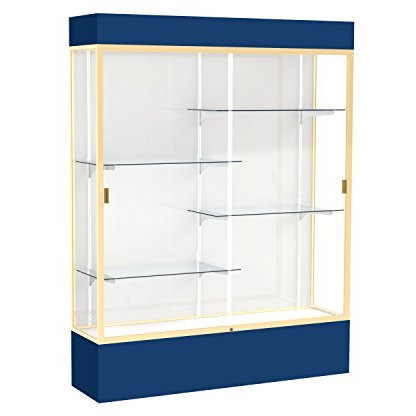 Spirit  60"&quotW X 80"&quotH X 16"&quotD  Lighted Floor Case  White Back  Champagne Finish  Navy Base And Top