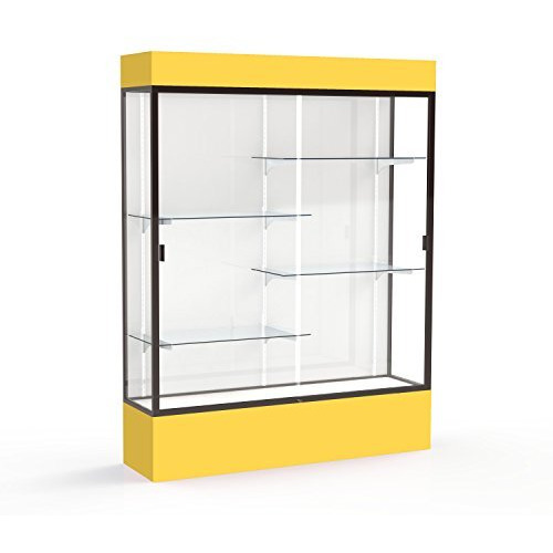 Spirit  60"&quotW X 80"&quotH X 16"&quotD  Lighted Floor Case  White Back  Dk. Bronze Finish  Goldenrod Base And Top