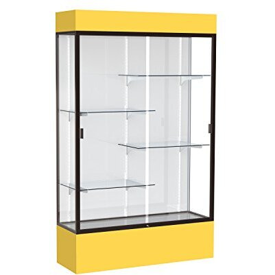 Spirit  48"&quotW X 80"&quotH X 16"&quotD  Lighted Floor Case  White Back  Dk. Bronze Finish  Goldenrod Base And Top