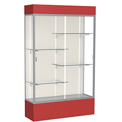Spirit  48"&quotW X 80"&quotH X 16"&quotD  Lighted Floor Case  Plaque Back  Satin Finish  Red Base And Top