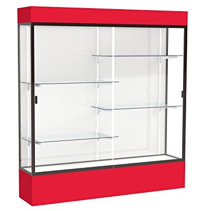 Spirit  72"&quotW X 80"&quotH X 16"&quotD  Lighted Floor Case  White Back  Dk. Bronze Finish  Red Base And Top