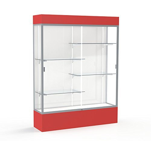 Spirit  60"&quotW X 80"&quotH X 16"&quotD  Lighted Floor Case  White Back  Satin Finish  Red Base And Top