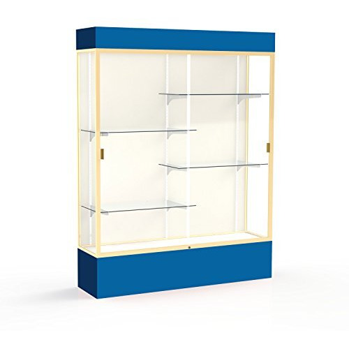 Spirit  60"&quotW X 80"&quotH X 16"&quotD  Lighted Floor Case  Plaque Back  Champagne Finish  Royal Blue Base And Top