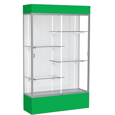 Spirit  48"&quotW X 80"&quotH X 16"&quotD  Lighted Floor Case  White Back  Satin Finish  Kelly Green Base And Top