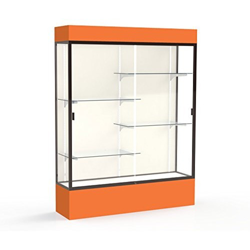 Spirit  60"&quotW X 80"&quotH X 16"&quotD  Lighted Floor Case  Plaque Back  Dk. Bronze Finish  Orange Base And Top