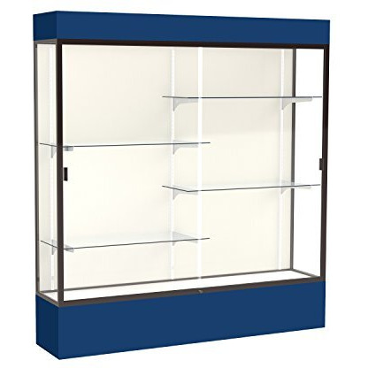 Spirit  72"&quotW X 80"&quotH X 16"&quotD  Lighted Floor Case  Plaque Back  Dk. Bronze Finish  Navy Base And Top