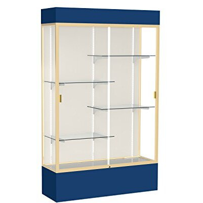 Spirit  48"&quotW X 80"&quotH X 16"&quotD  Lighted Floor Case  Plaque Back  Champagne Finish  Navy Base And Top