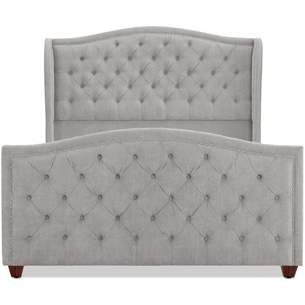 Jennifer Taylor Home Marcella Upholstered Shelter Headboard Bed Set  Queen  Silver Grey Polyester