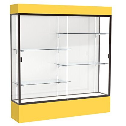 Spirit  72"&quotW X 80"&quotH X 16"&quotD  Lighted Floor Case  White Back  Dk. Bronze Finish  Goldenrod Base And Top