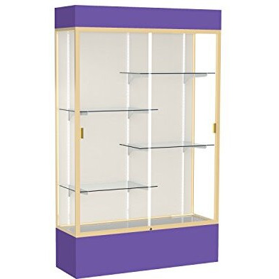 Spirit  48"&quotW X 80"&quotH X 16"&quotD  Lighted Floor Case  Plaque Back  Champagne Finish  Purple Base And Top