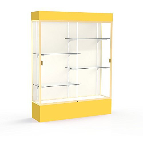 Spirit  60"&quotW X 80"&quotH X 16"&quotD  Lighted Floor Case  Plaque Back  Champagne Finish  Goldenrod Base And Top