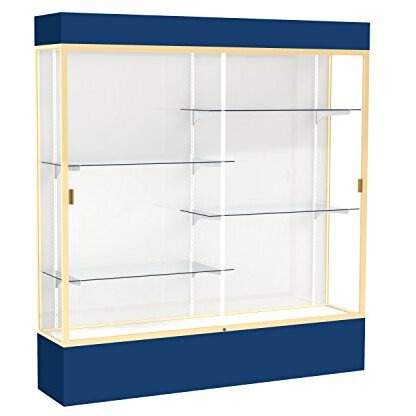 Spirit  72"&quotW X 80"&quotH X 16"&quotD  Lighted Floor Case  White Back  Champagne Finish  Navy Base And Top