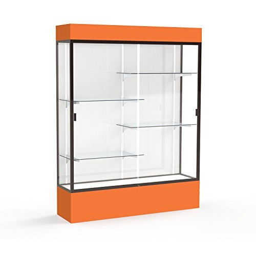 Spirit  60"&quotW X 80"&quotH X 16"&quotD  Lighted Floor Case  White Back  Dk. Bronze Finish  Orange Base And Top