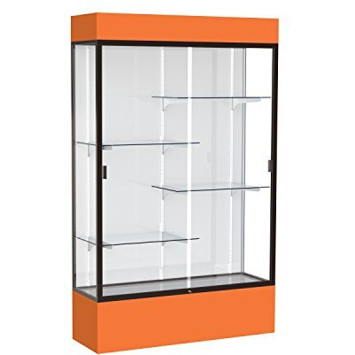 Spirit  48"&quotW X 80"&quotH X 16"&quotD  Lighted Floor Case  White Back  Dk. Bronze Finish  Orange Base And Top