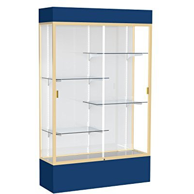 Spirit  48"&quotW X 80"&quotH X 16"&quotD  Lighted Floor Case  White Back  Champagne Finish  Navy Base And Top