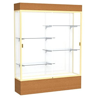 Reliant   60"&quotW X 80"&quotH X 16"&quotD  Lighted Floor Case  White Back  Champagne Finish   Carmel Oak Base