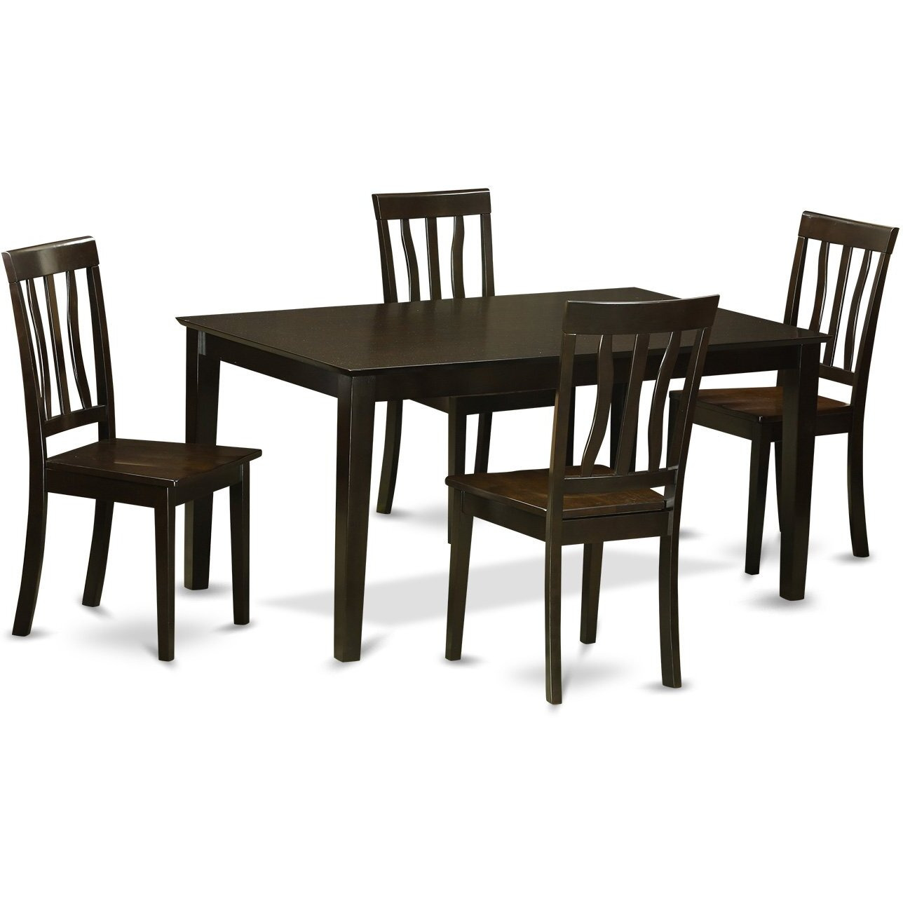 East West Furniture Capri 5 Piece Room Set Includes A Rectangle Kitchen Table And 4 Dining Chairs  36X60 Inch  Cappuccino