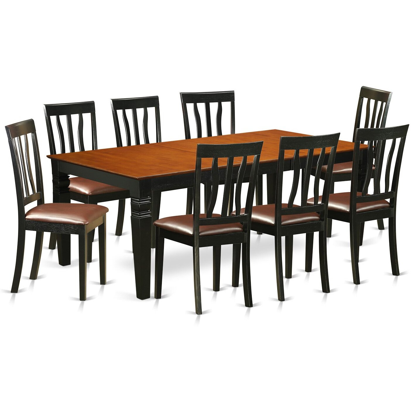 East West Furniture Lgan9-Bch-Lc 9 Piece Kitchen Set Includes A Rectangle Dining Room Table With Butterfly Leaf And 8 Faux Leather Upholstered Chairs  42X84 Inch
