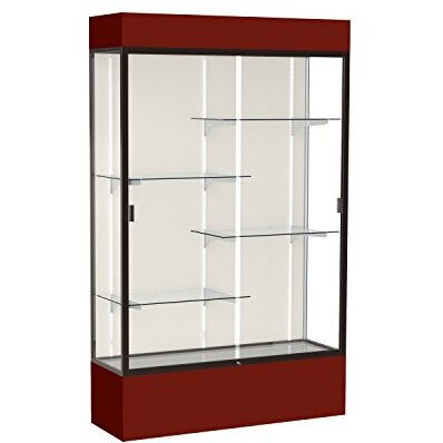 Spirit  48"&quotW X 80"&quotH X 16"&quotD  Lighted Floor Case  Plaque Back  Dk. Bronze Finish  Maroon Base And Top