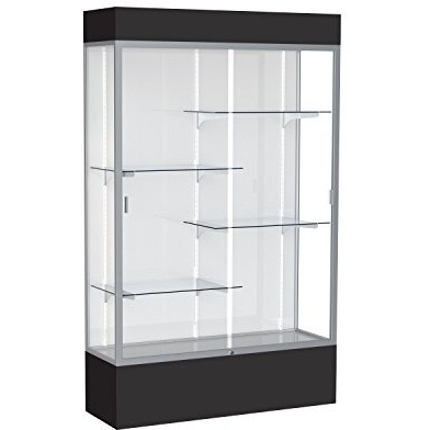 Spirit  48"&quotW X 80"&quotH X 16"&quotD  Lighted Floor Case  White Back  Satin Finish  Black Base And Top