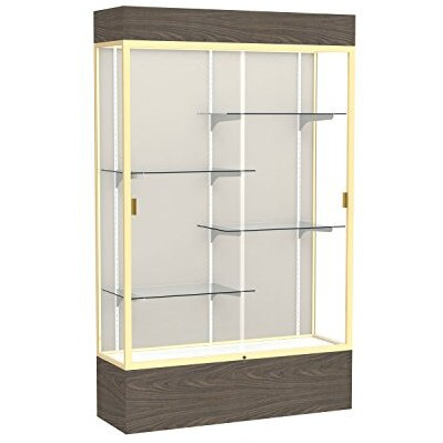 Reliant   48"&quotW X 80"&quotH X 16"&quotD  Lighted Floor Case  Plaque Back  Champagne Finish   Walnut Vinyl Base
