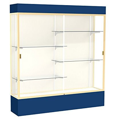 Spirit  72"&quotW X 80"&quotH X 16"&quotD  Lighted Floor Case  Plaque Back  Champagne Finish  Navy Base And Top