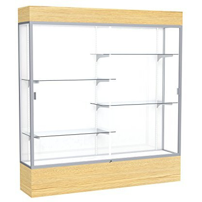Reliant   72"&quotW X 80"&quotH X 16"&quotD  Lighted Floor Case  White Back  Satin Finish   Lt. Oak Vinyl Base