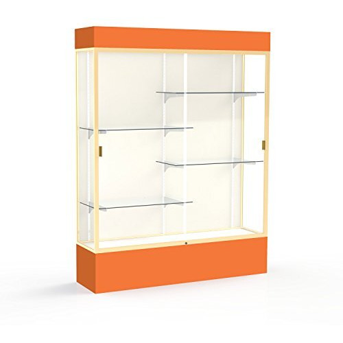 Spirit  60"&quotW X 80"&quotH X 16"&quotD  Lighted Floor Case  Plaque Back  Champagne Finish  Orange Base And Top