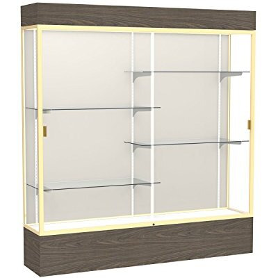 Reliant   72"&quotW X 80"&quotH X 16"&quotD  Lighted Floor Case  Plaque Back  Champagne Finish   Walnut Vinyl Base