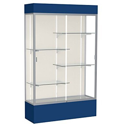 Spirit  48"&quotW X 80"&quotH X 16"&quotD  Lighted Floor Case  Plaque Back  Satin Finish  Navy Base And Top