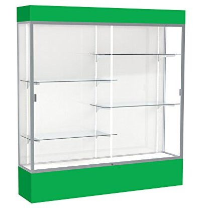 Spirit  72"&quotW X 80"&quotH X 16"&quotD  Lighted Floor Case  White Back  Satin Finish  Kelly Green Base And Top