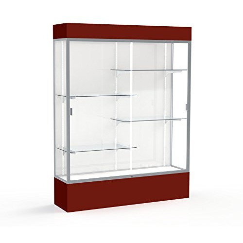 Spirit  60"&quotW X 80"&quotH X 16"&quotD  Lighted Floor Case  White Back  Satin Finish  Maroon Base And Top