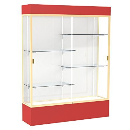 Spirit  60"&quotW X 80"&quotH X 16"&quotD  Lighted Floor Case  White Back  Champagne Finish  Red Base And Top