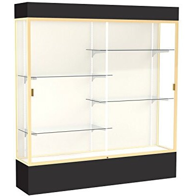 Spirit  72"&quotW X 80"&quotH X 16"&quotD  Lighted Floor Case  Plaque Back  Champagne Finish  Black Base And Top