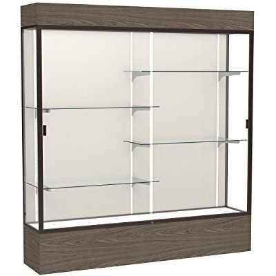 Reliant   72"&quotW X 80"&quotH X 16"&quotD  Lighted Floor Case  Plaque Back  Dk. Bronze Finish   Walnut Vinyl Base