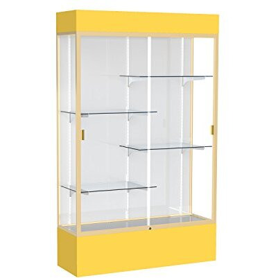 Spirit  48"&quotW X 80"&quotH X 16"&quotD  Lighted Floor Case  White Back  Champagne Finish  Goldenrod Base And Top