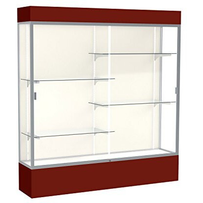 Spirit  72"&quotW X 80"&quotH X 16"&quotD  Lighted Floor Case  Plaque Back  Satin Finish  Maroon Base And Top