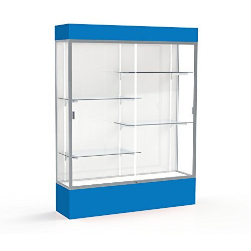 Spirit  60"&quotW X 80"&quotH X 16"&quotD  Lighted Floor Case  White Back  Satin Finish  Royal Blue Base And Top