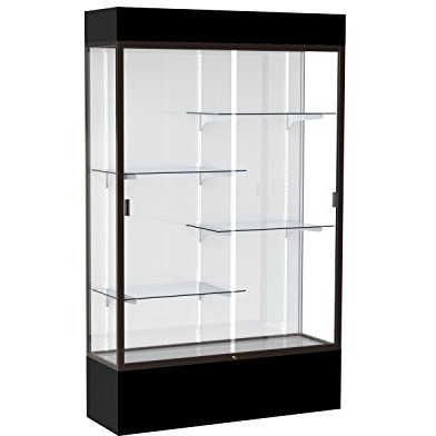 Spirit  48"&quotW X 80"&quotH X 16"&quotD  Lighted Floor Case  White Back  Dk. Bronze Finish  Black Base And Top