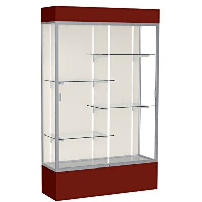 Spirit  48"&quotW X 80"&quotH X 16"&quotD  Lighted Floor Case  Plaque Back  Satin Finish  Maroon Base And Top