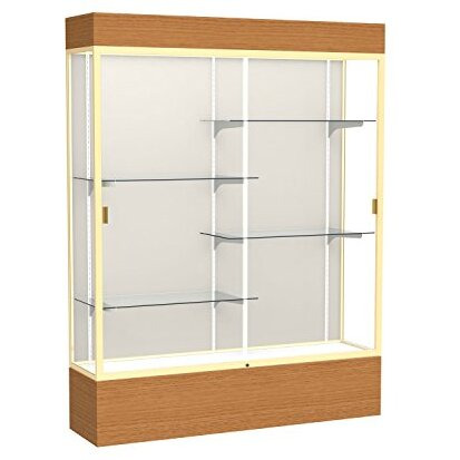 Reliant   60"&quotW X 80"&quotH X 16"&quotD  Lighted Floor Case  Plaque Back  Champagne Finish   Carmel Oak Base