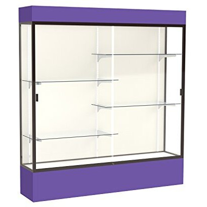 Spirit  72"&quotW X 80"&quotH X 16"&quotD  Lighted Floor Case  Plaque Back  Dk. Bronze Finish  Purple Base And Top
