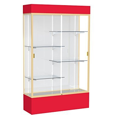 Spirit  48"&quotW X 80"&quotH X 16"&quotD  Lighted Floor Case  White Back  Champagne Finish  Red Base And Top