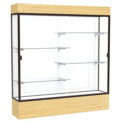Reliant   72"&quotW X 80"&quotH X 16"&quotD  Lighted Floor Case  White Back  Dk. Bronze Finish   Lt. Oak Vinyl Base