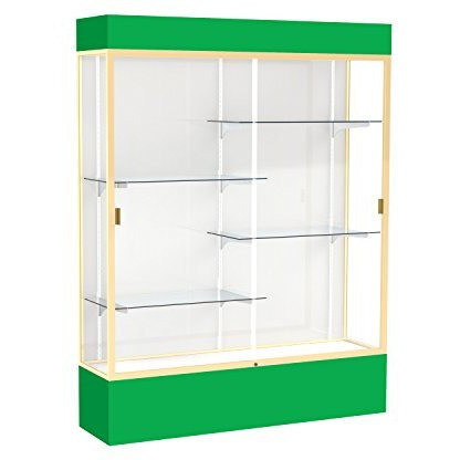 Spirit  60"&quotW X 80"&quotH X 16"&quotD  Lighted Floor Case  White Back  Champagne Finish  Kelly Green Base And Top