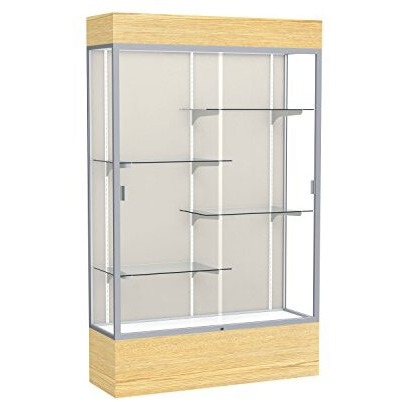Reliant   48"&quotW X 80"&quotH X 16"&quotD  Lighted Floor Case  Plaque Back  Satin Finish   Lt. Oak Vinyl Base